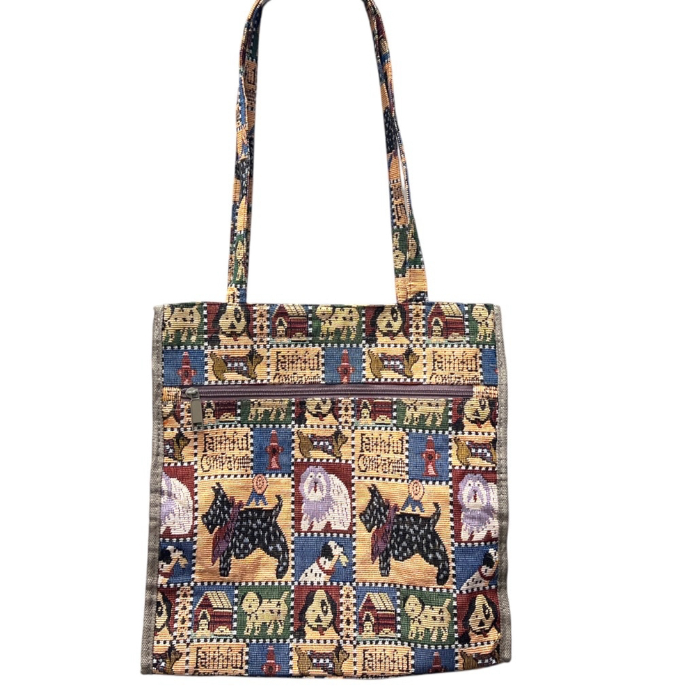 Jade Tapestry Dog Tote Bag with Coin Purse
